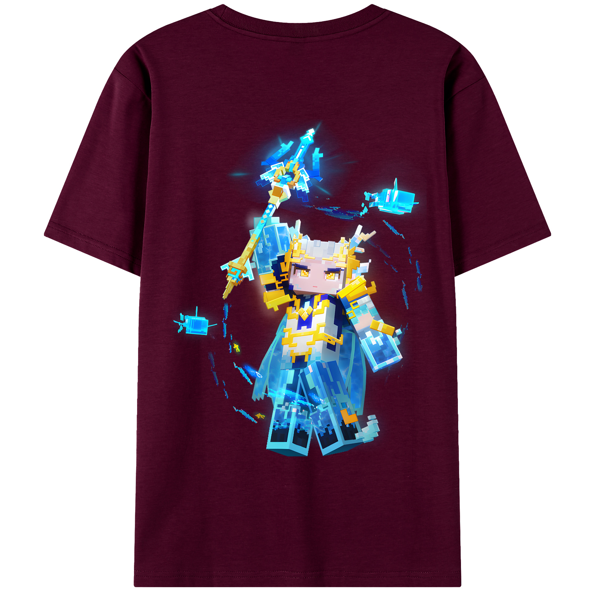（画像用） マインクラフト ブロックの世界 Minecraft MC Block world レディース半袖Tシャツ(バックプリント)
